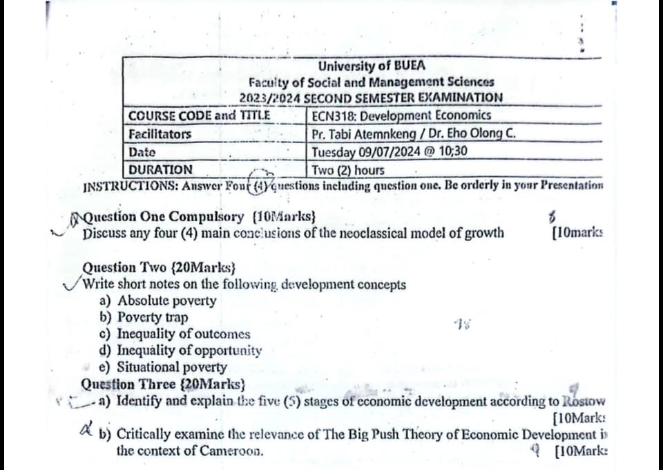 ECN318: Development Economics