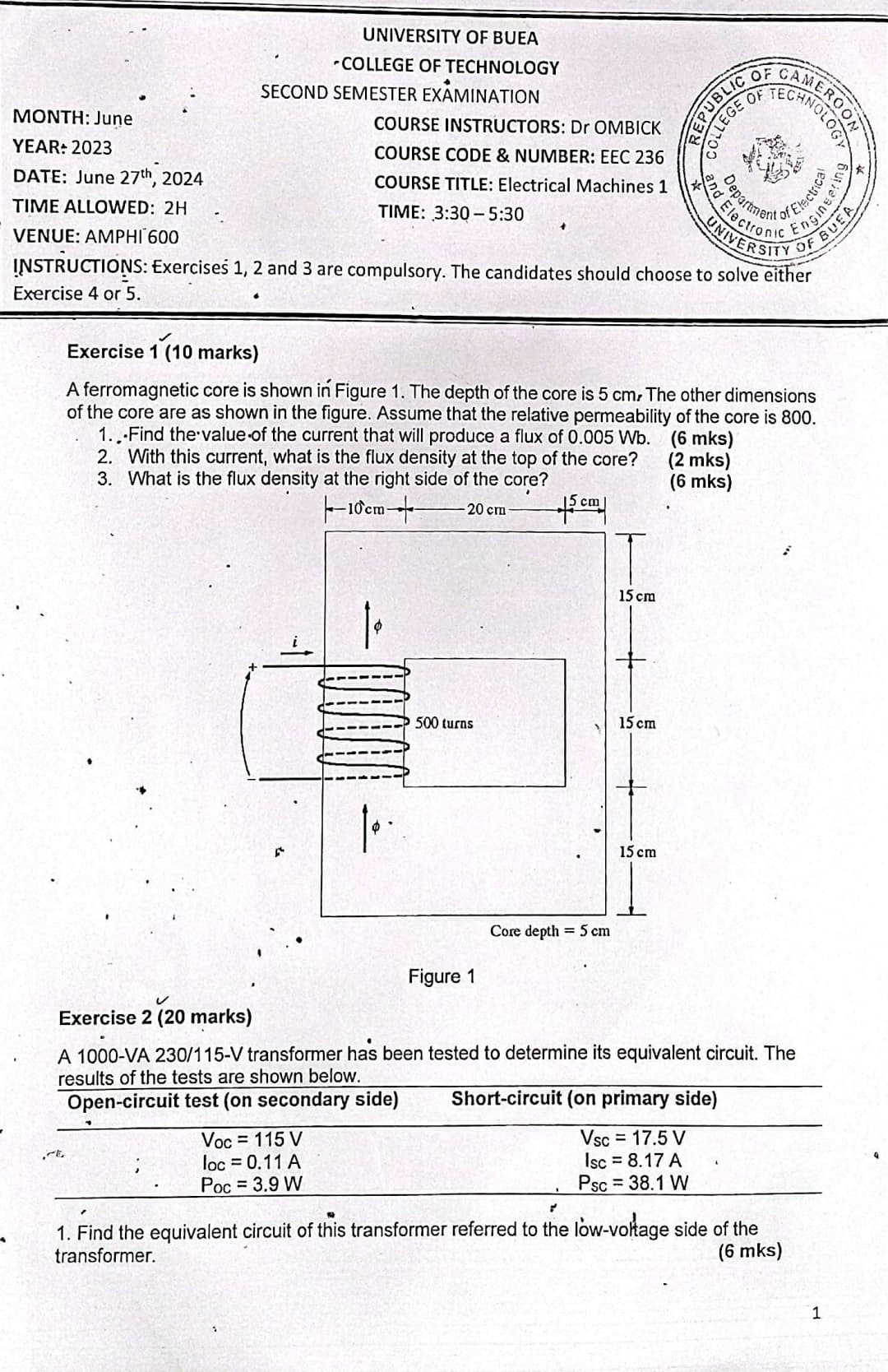 EEC236: ELECTRICAL MACHINES I