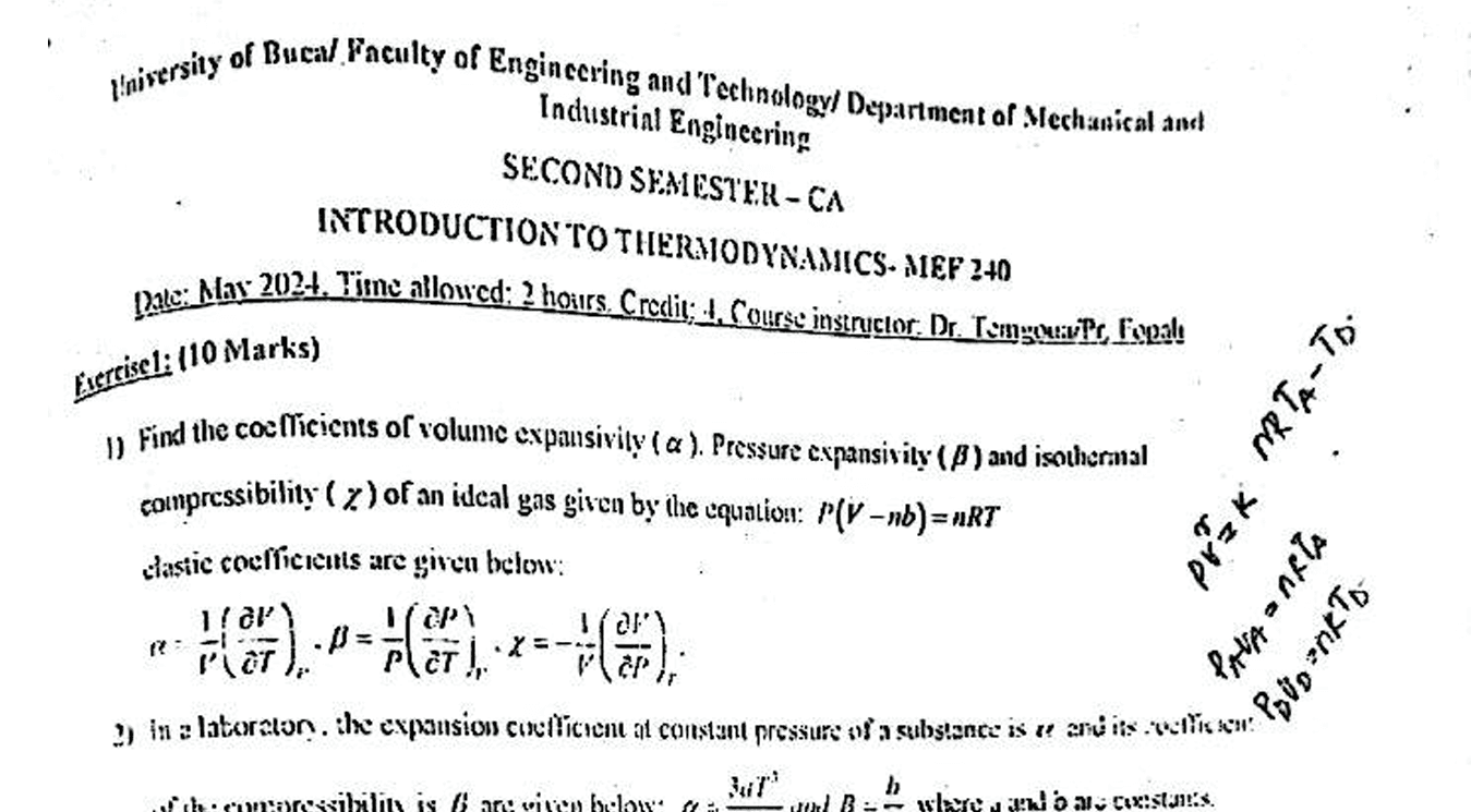 MEF240: Introduction to Thermodynamics