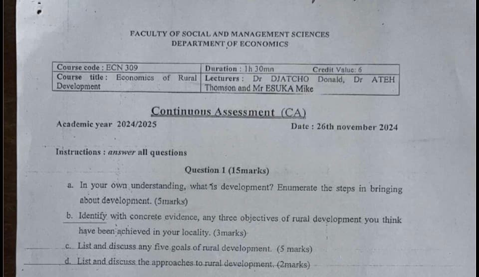 ECN309: Economics of Rural Development