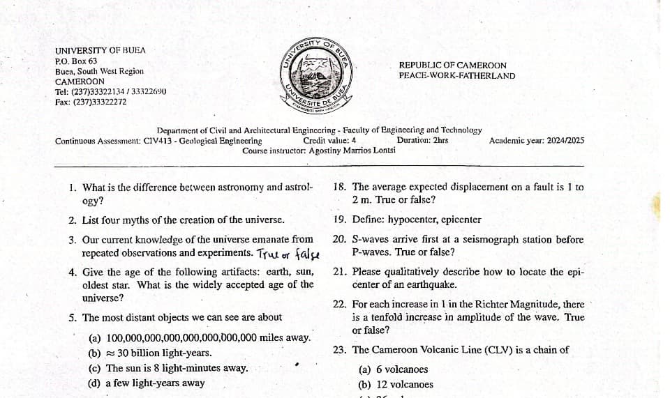 CIV413: Geological Engineering