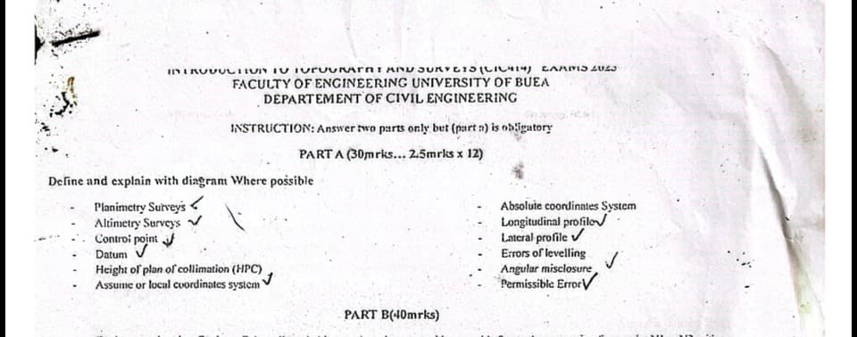 CIV414: Introduction to topography and survey