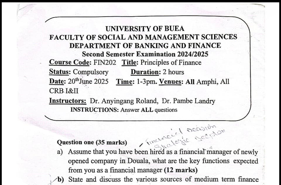 FIN202: Principles of finance