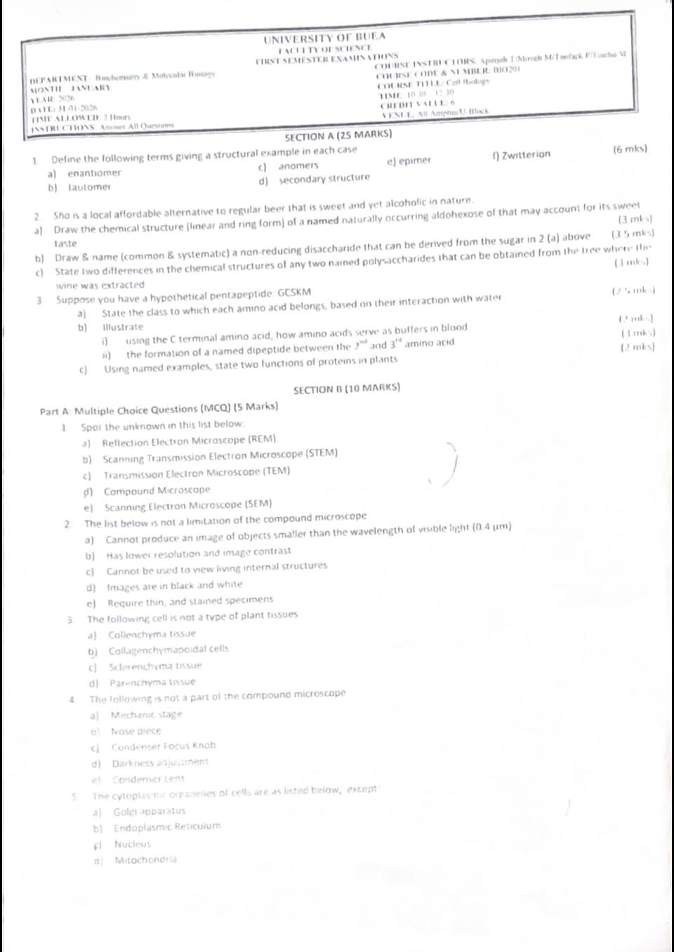BIO201: Cell biology