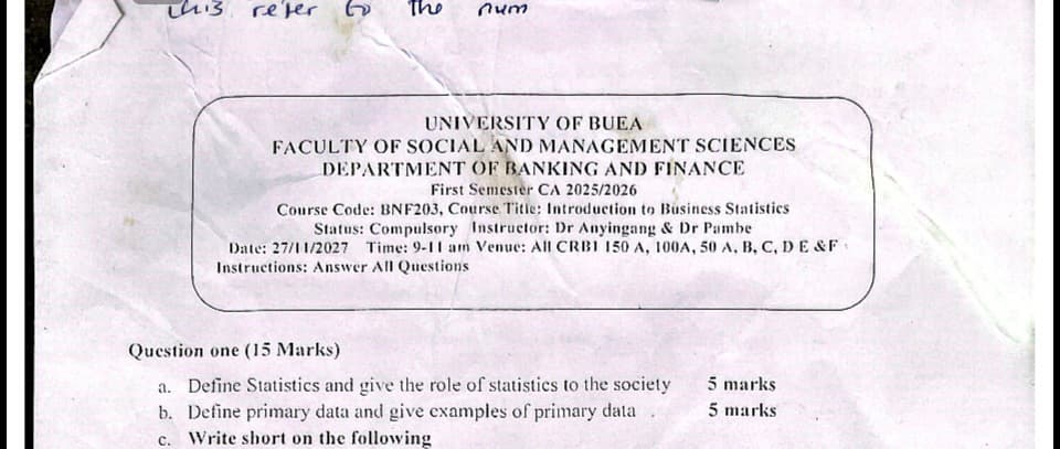 BNF203: Introduction to business statistics