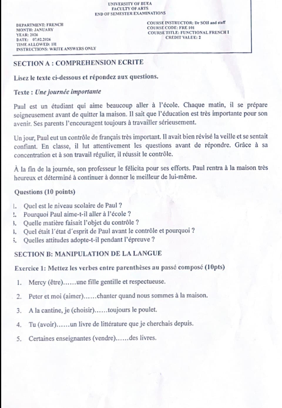 FRE101: Functional French 1