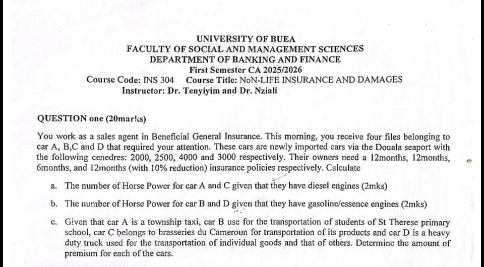 INS304: Non-life insurance and damages