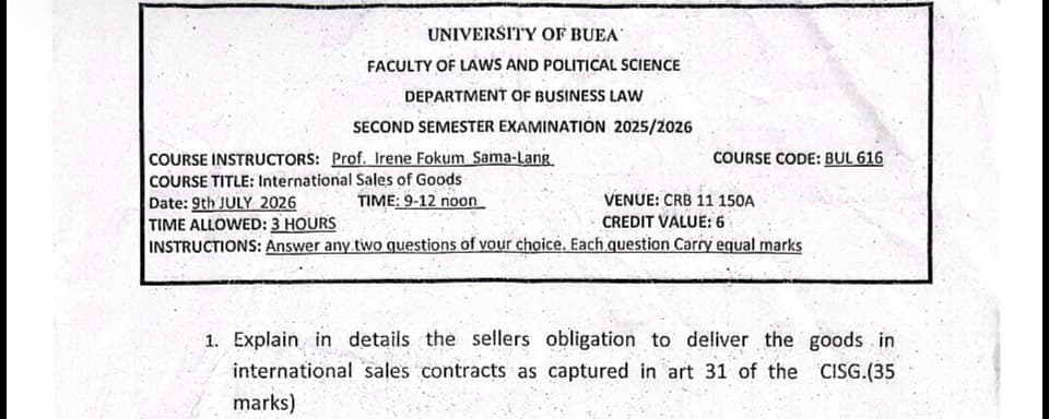 BUL616: International sales of goods
