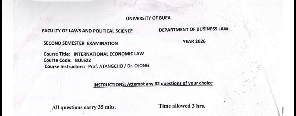 BUL622: International economic law