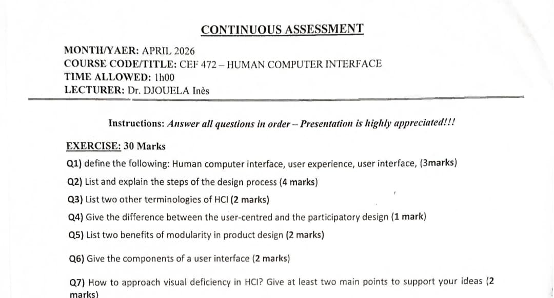CEF472: Human Computer Interface