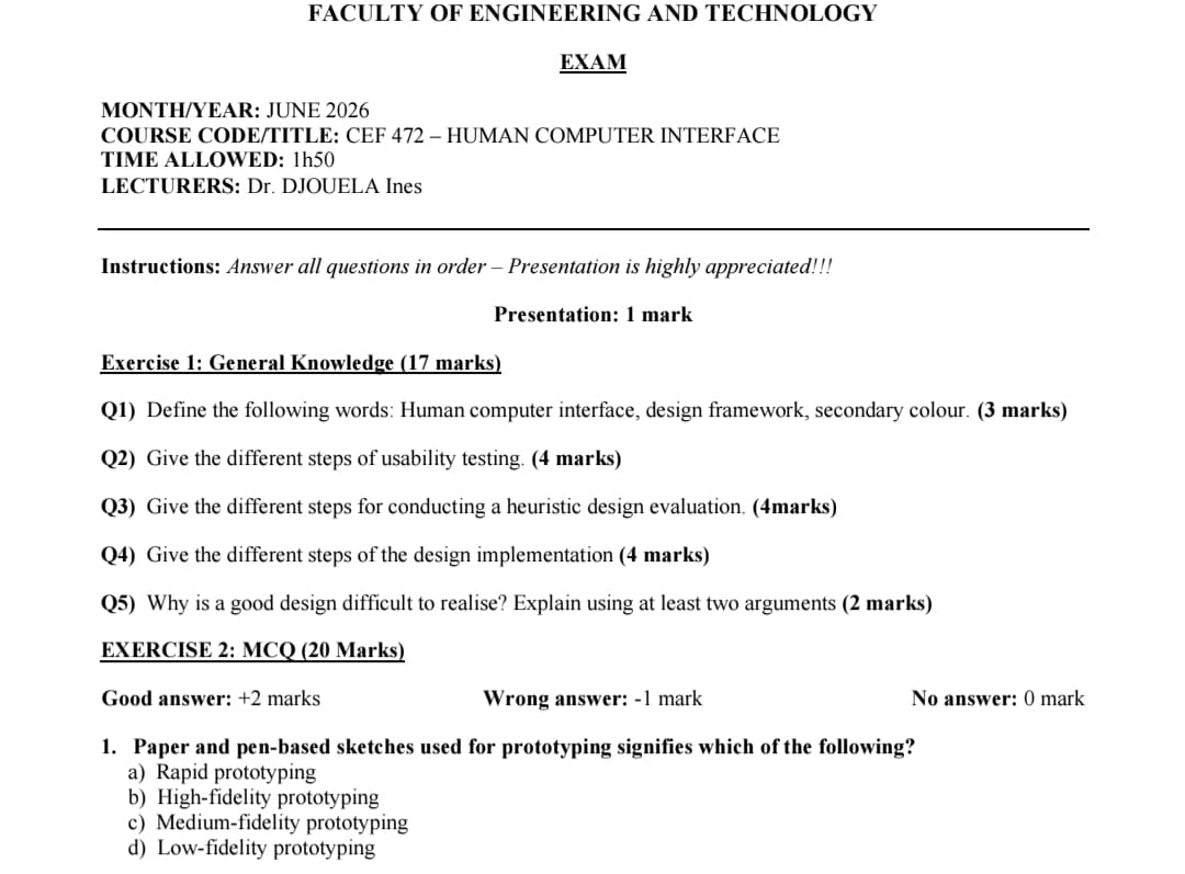 CEF472: Human Computer Interface