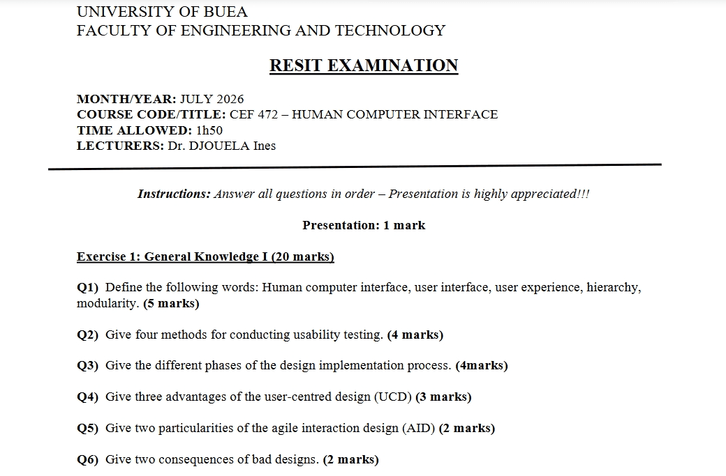 CEF472: Human Computer Interface