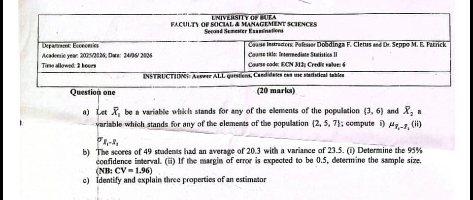 ECN312: Intermediate statistics 2