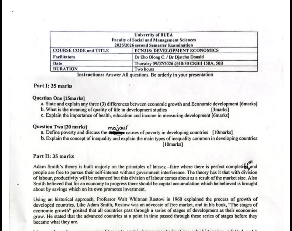 ECN318: Development Economics