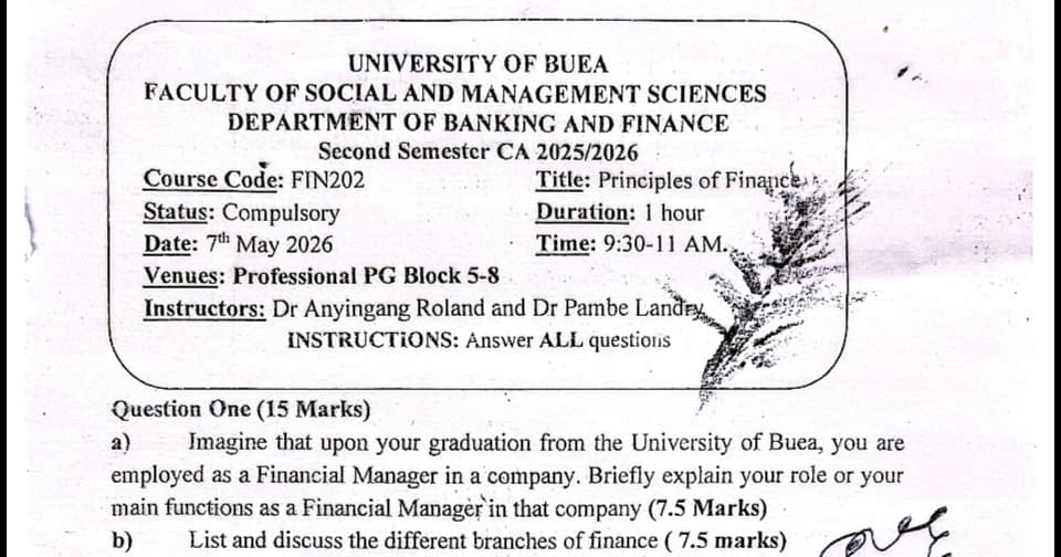FIN202: Principles of finance