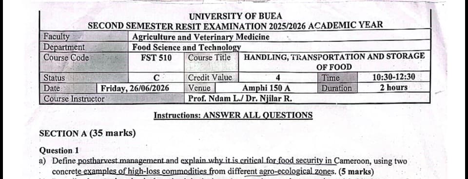 FST510: Handling, transportation and storage of food