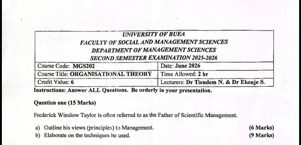 MGS202: Organisational Theory