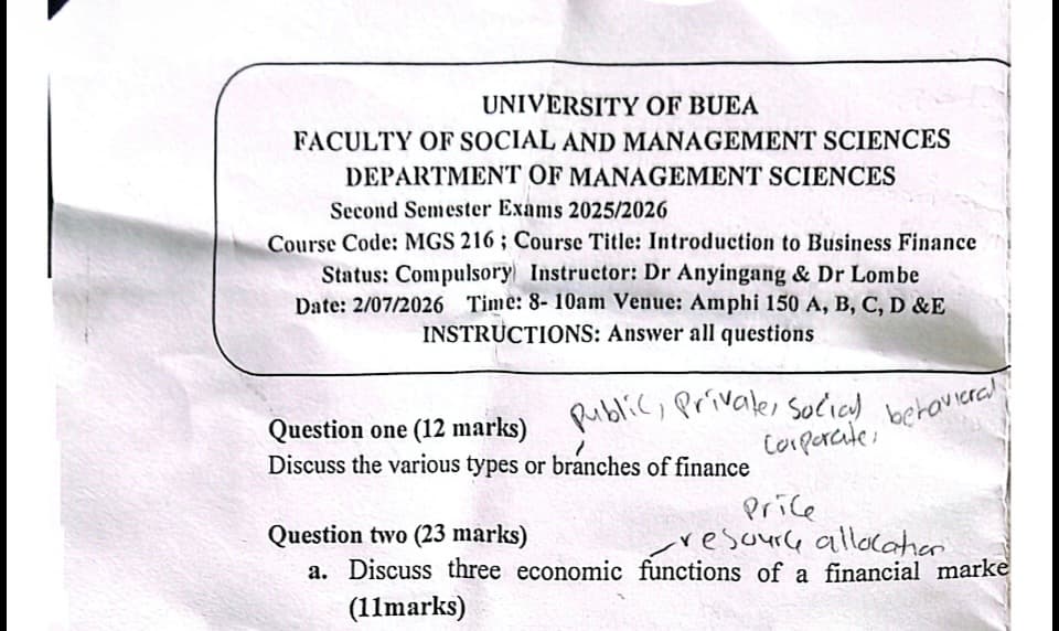 MGS216: Introduction to Business Finance
