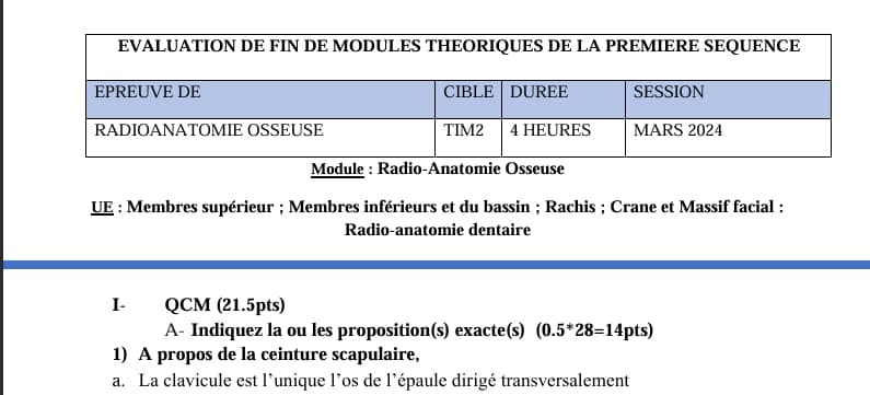 TIM2: RADIOANATOMIE OSSEUSE