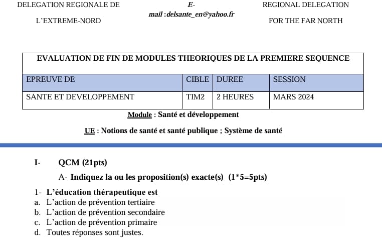 TIM2: SANTE ET DEVELOPPEMENT